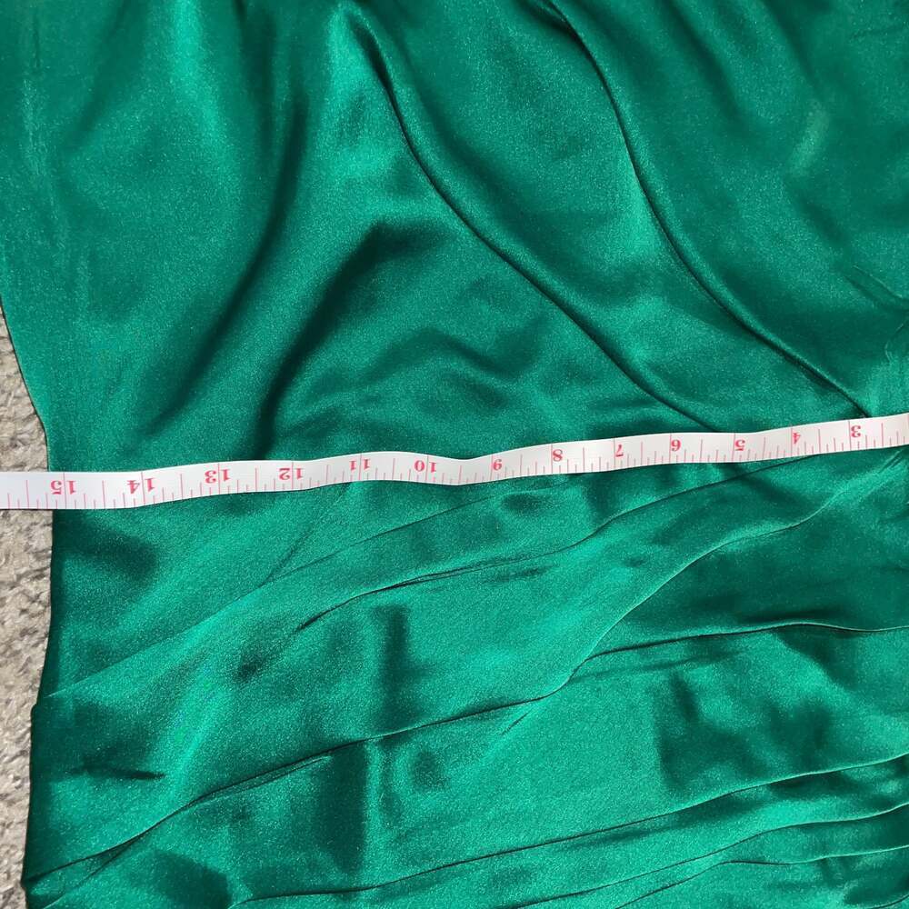 Perrin Emerald Green Feather Dress High Slit Gown, - Picture 4 of 11